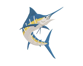 Wzór haftu: Marlin Fish | Wzór haftu maszynowego: Ocean Coastal Fishing