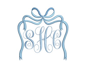 Wzór haftu w ramce z monogramem kokardki | Plik do haftu maszynowego