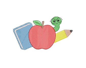 Borduurpatroon 'Terug naar school' | Borduurpatroon voor de Apple Pencil met boekenwurm | Direct te downloaden voor leerkrachten