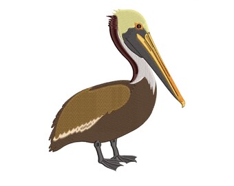 Borduurpatroon Bruine Pelikaan | Borduurpatroon Kustvogel voor Machineborduurwerk | 6 Maten | Direct te downloaden