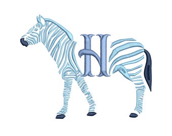 Open Monogram Zebra Chinoiserie Chic Embroidery Machine Design Instant Download EMB File Included