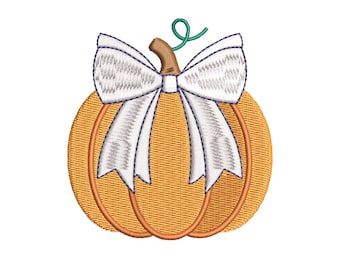Wzór haftu kokardkowego z dynią | Plik do haftu maszynowego „Coquette Mini Pumpkin” | Pobierz natychmiast: Farmhouse Fall