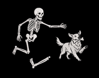 Wzór haftu szkieletu golden retrievera | Zabawny pies na Halloween | Plik do haftu maszynowego upiornego retrievera