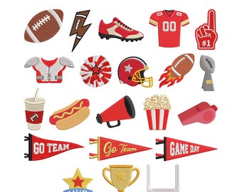 Football Mini Icons Embroidery Designs Bundle | 21 Set of American Football Season Machine Embroidery Files | Game Day Sports