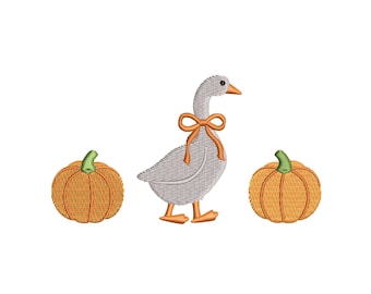 Borduurpatroon gans en pompoen | Borduurpatroon voor de herfst | Direct te downloaden: gans voor shirt