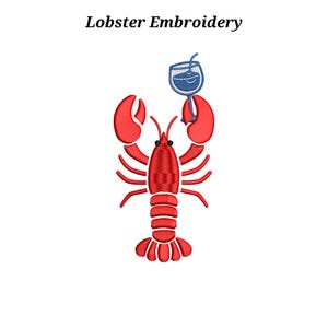 Preppy hummercocktailbroderidesign | Maskinbroderifil med kustmartiniglas