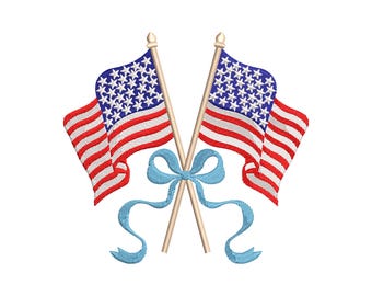 American Flag Bow Embroidery Design | Coquette USA 250th Anniversary Machine Embroidery Files