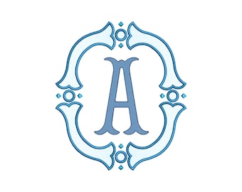Fishtail Applique Monogram Frame Embroidery Design | Machine Embroidery File