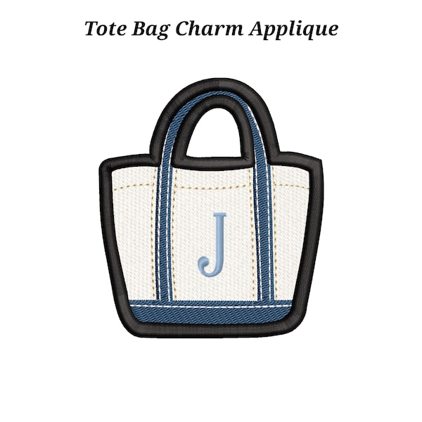 ITH Tote Bag Charm Applique Tag Embroidery Design | Preppy Bag Tag Machine Embroidery File