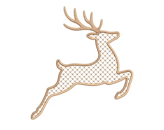 Wzór haftu renifera | Plik do haftu maszynowego z motywem renifera w stylu vintage z okazji świąt Bożego Narodzenia | Chinoiserie Deer – natychmiastowe pobranie