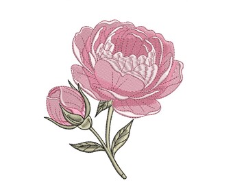 Peony Flower Embroidery Design | Wildflowers Botanical Machine Embroidery File
