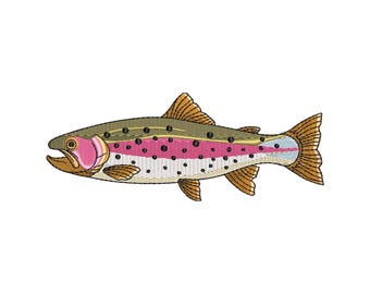 Rainbow Trout Embroidery Design | Fly Fishing Fish Stitch | Outdoor Angler Gift | Machine Embroidery File