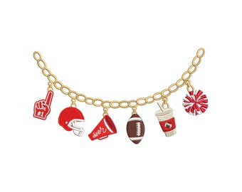Football Necklace Embroidery Design | American Football Mom Machine Embroidery File | Game Day Necklace Touchdown