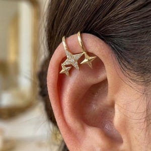 Pave North Star Ear Cuff • 18k Gold Plated Celestial Ear Wrap