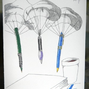 Penachute (Pens) Notecards - 5 cards with envelopes