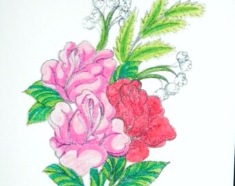 Pink and Red Roses Notecard with envelope