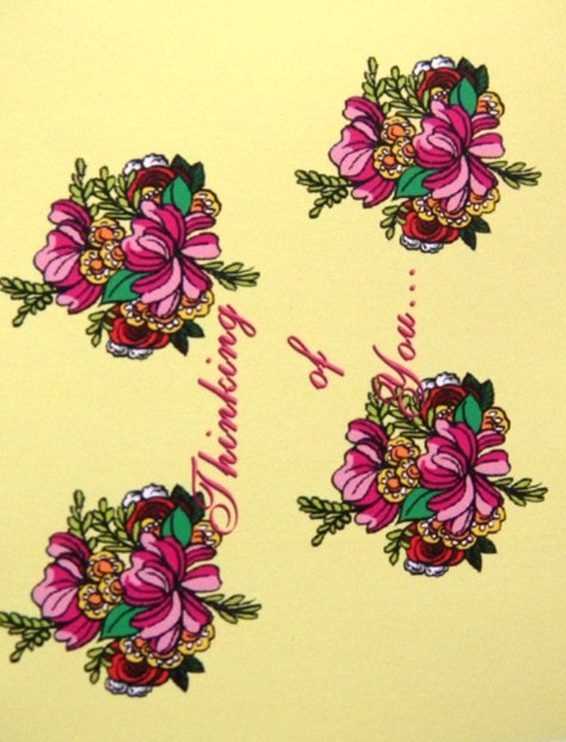 Thinking of You Flowers bouquet Notecard with envelope  Etsy