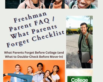 Freshman Parent Checklist | College Move-In Guide, Documents, Accounts (Printable)