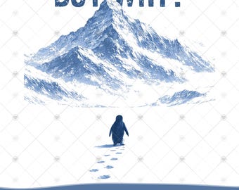 Vintage nihilistische pinguïn png-ontwerp, maar waarom retro sneeuw-T-shirt (digitale download)