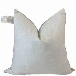 Peut inclure: Un oreiller carré blanc avec une surface texturée. L'oreiller a un sommet en forme de V et une étiquette attachée sur le côté. L'oreiller est conçu pour la décoration intérieure et le confort.