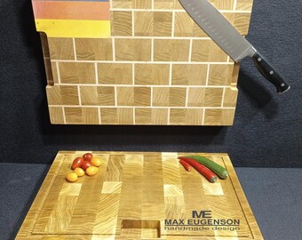 High-tech Handmade Oak End Grain Cutting Board - Germany — Unique Kitchen Gift - 40-43x30x4cm