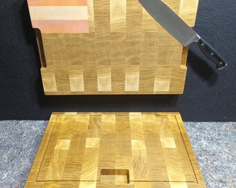High-tech Handmade Oak End Grain Cutting Board - Austria — Unique Kitchen Gift - 40-43x30x4cm