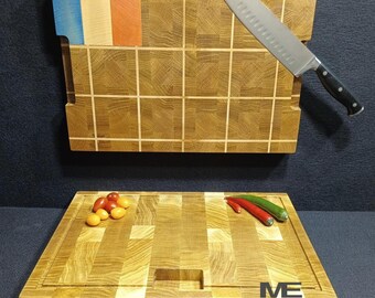 High-tech Handmade Oak End Grain Cutting Board - France — Unique Kitchen Gift - 40-43x30x4cm