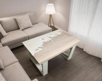 Handmade Tallinn Map Coffee Table – Epoxy Resin Inlay, Solid Oak