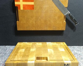 High-tech Handmade Oak End Grain Cutting Board - Denmark — Unique Kitchen Gift - 40-43x30x4cm