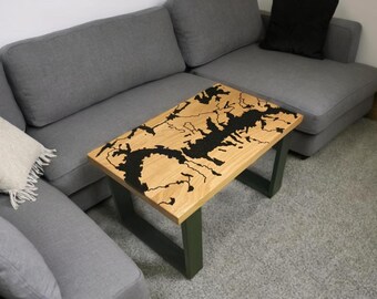 Handmade Oak & Epoxy Coffee Table - 'Tampere' Map Design