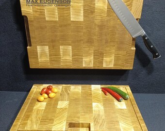 High-tech Handmade Oak End Grain Cutting Board — Unique Kitchen Gift -  40-43x30x4cm