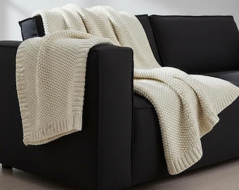 Grobstrick Wurfdecke: Weiche texturierte gewebte Couch gemütliches Sofa moderne Wohnkultur