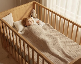 Babydecke mit Zopfmuster - 100% Baumwoll-Babydecke, Blatt-Design