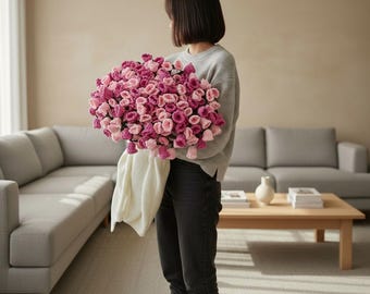 Handgemachter Häkeldecke-Blumenstrauß - weiches Garn-Blumen-Dekor
