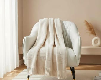 Grobstrick-Decke, weich gewebte Couch-Decke, moderne Bauernhaus-Sofa-Dekor, gemütlicher Bett-Überwurf.