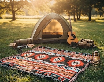 Boho Azteken Webdecke: Tribal Muster Überwurf, Picknickdecke, Sofa Überwurf