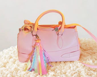 Handmade Ribbon Tassel Bag Charm Keychain, Personalized Coquette Purse Accessory