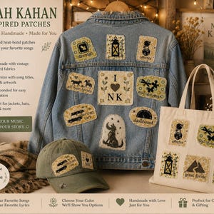 Gepersonaliseerde Noah Kahan-geïnspireerde hittebestendige patches | Opstrijkbare patches met songtekst of liedje | Decoratie voor concertjassen, shirts, petten en tassen