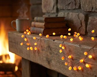 Teardrop LED Fairy Lights, 8ft String Lights with 60 LEDs, Peach Mint Opaque Decor Lights, Bedroom Party Wedding Decor