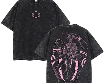 Vintage Jujutsu Kaisen Sukuna Graphic Washed T-Shirt, SweatShirt, Hoodie Heavy Cotton Oversized Print T-Shirt, Gift for Fans Anime