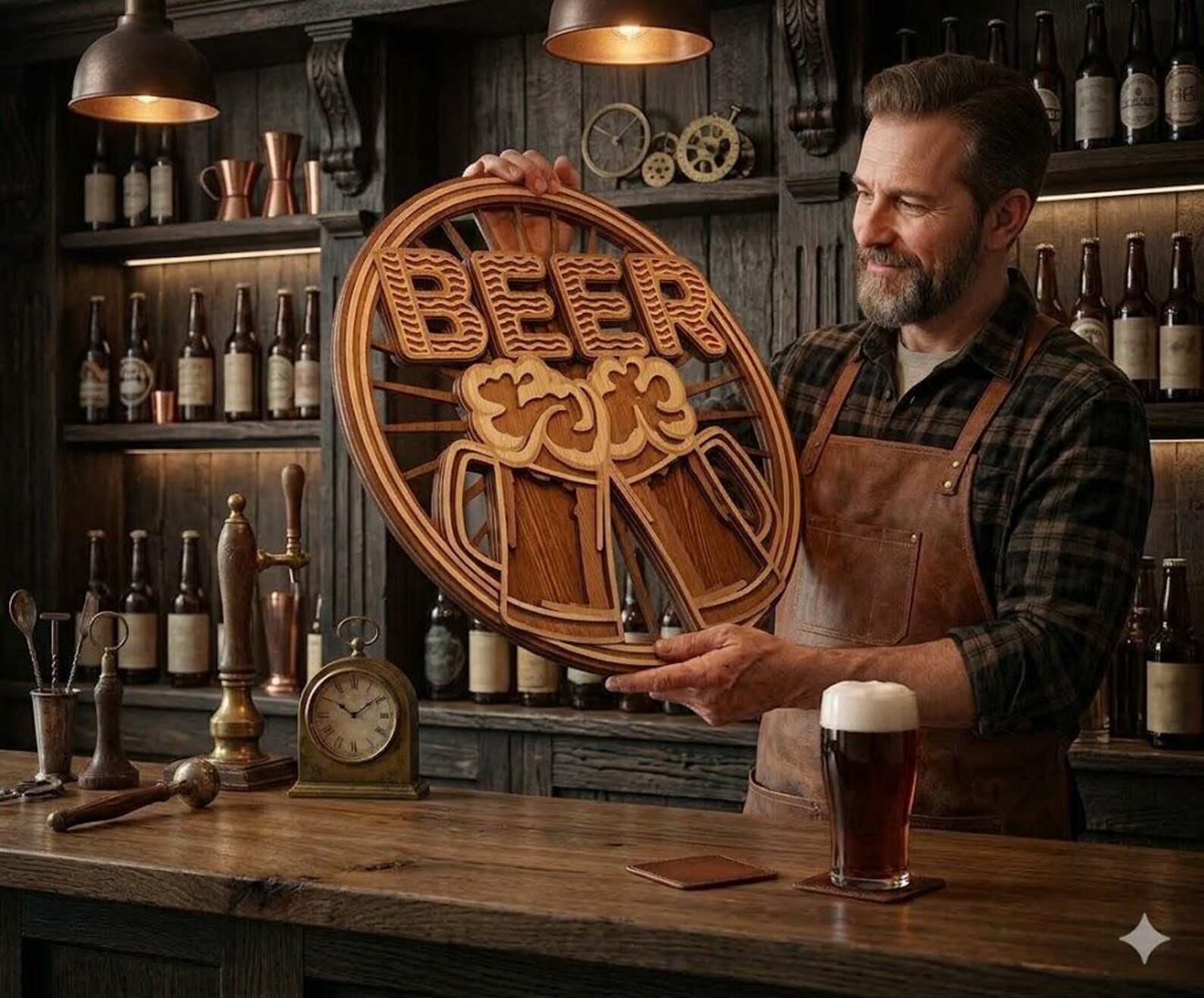Layered Beer Sign SVG - 3D Laser Cut File for Bar & Pub Decor - Etsy