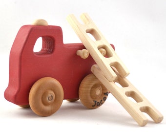 Firetruck Toy - Personalized Wooden Toy Fire Engine - Waldorf Inspired and Heirloom Quality