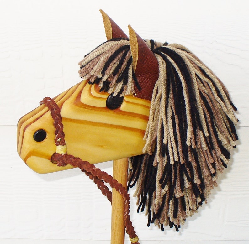 Hobby Horse Juguete de caballo de palo de madera con marrón Etsy
