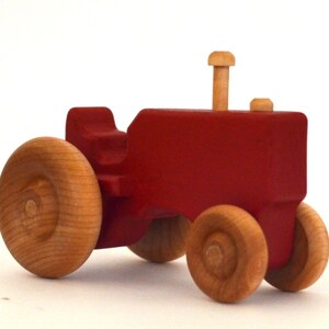 Red Wood Toy Tractor Personalized Wooden Toy Push Toy Toddler Toy image 4