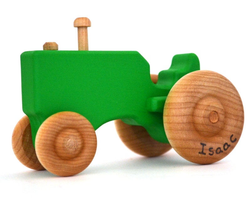 Personalized Wood Toy Tractor Orange Wooden Toy Tractor Push Toy Waldorf Toy image 4