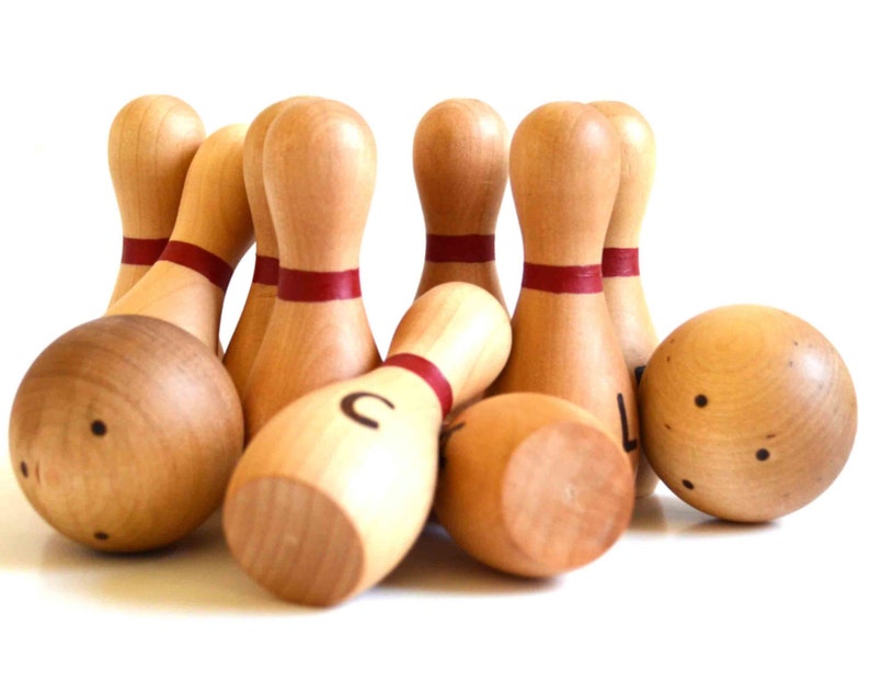 Personalized Wooden Toy Bowling Set Waldorf Inspired Skittles Game For Kids Natural Wood Toy Stocking Stuffer image 3