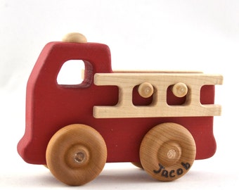 Personalized Toy Fire Truck - Classic Wooden Toy Fire Engine - Waldorf Inspired Firetruck