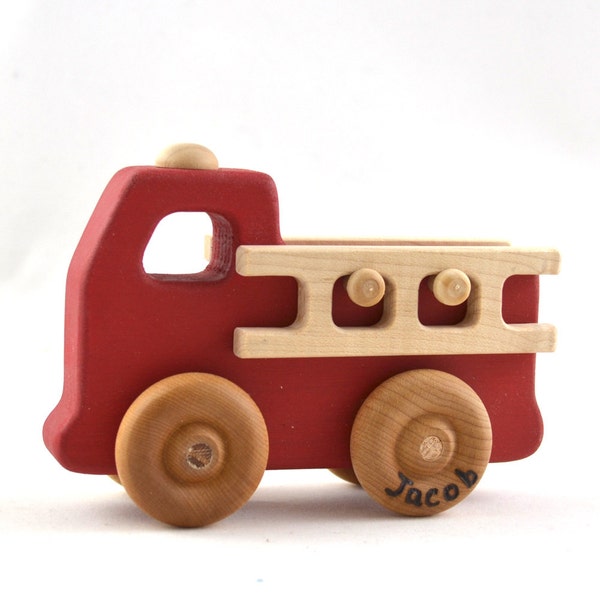 Personalisierte Spielzeug-Feuer-LKW - klassische Holz Spielzeug Feuermaschine - Waldorf inspiriert Firetruck