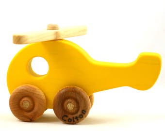 Personalized Wooden Toy Helicopter - Choose Any Color - Etsy Kids