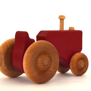Red Wood Toy Tractor Personalized Wooden Toy Push Toy Toddler Toy image 3